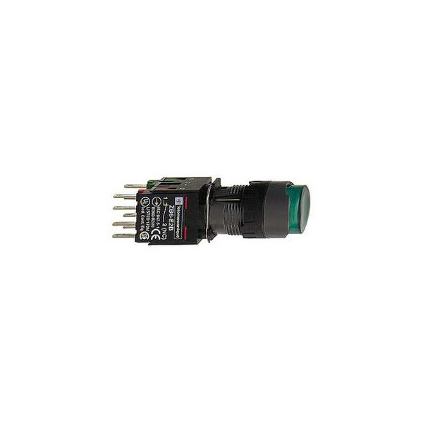 boutonpoussoir lumineux vert diam 16 à impulsion dépassant 24 V 1O plus 1F - Schneider Electric - XB6AE3B5B