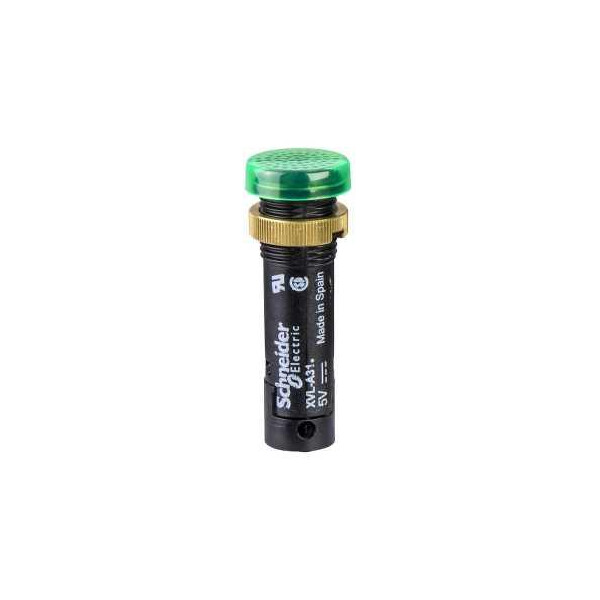 voyant rond diam 12 IP 40 vert DEL intégrée 48 V bornes - Schneider Electric - XVLA343