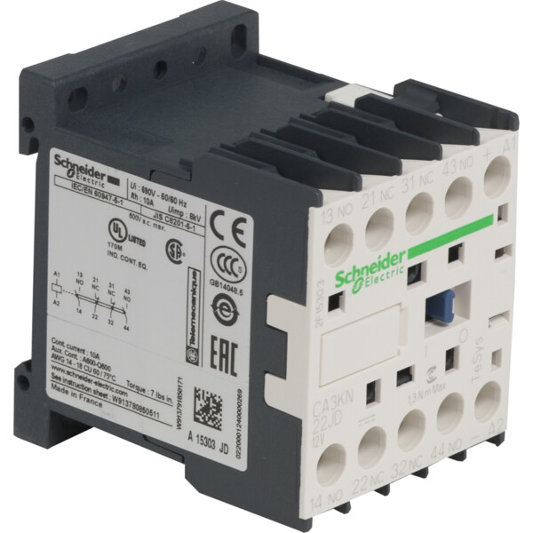 Schneider Electric Contacteur Ca3K 2 F Plus 2 O Instantané 10 A 12 V Cc - Schneider Electric - CA3KN22JD