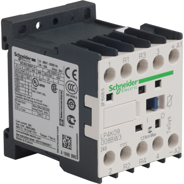Schneider Electric Contacteur Tesys Lp4K 4P (2F Plus 2O) Ac1 440V 20 A Bobine 24 V Cc - Schneider Electric - LP4K09008BW3