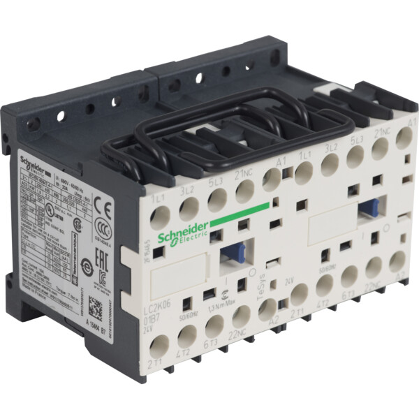 Schneider Electric Contacteur Inverseur Tesys Lc2K 3P Ac3 440V 6 A Bobine 24 V Ca - Schneider Electric - LC2K0601B7