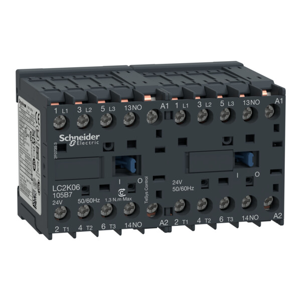 Schneider Electric Contacteur Inverseur Tesys Lc2K 3P Ac3 440V 6 A Bobine 24 V Ca - Schneider Electric - LC2K06105B7