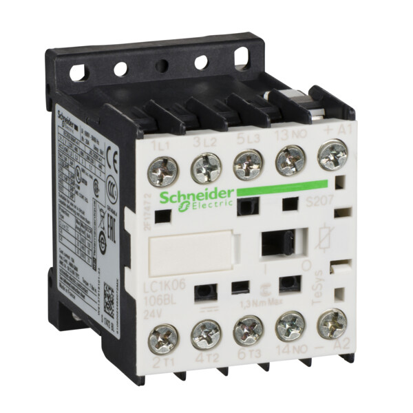 Contacteur 3P avec Auxiliaire Fermé 6 A AC3 440 V 24 VBC TeSys K Schneider – Cosses Fermées Ferroviaire - Schneider Electric - LC1K06106BLS207