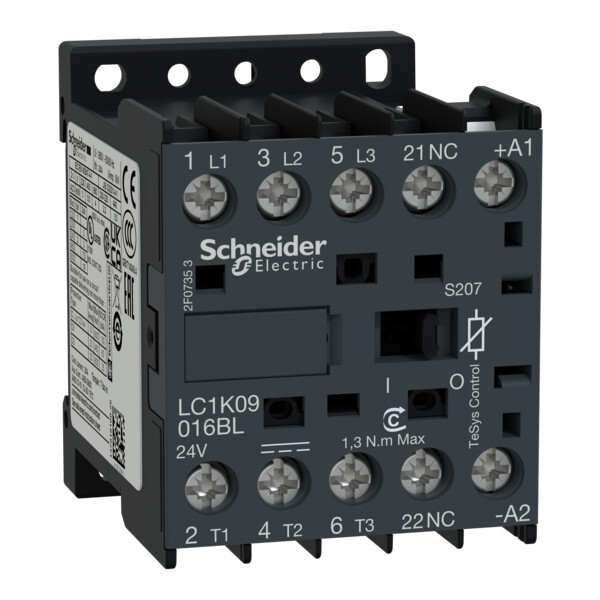 Tesys k - contacteur - 3p+1o - 9a ac3 440v - 24vbc - cosses fermées ferroviaire - Schneider Electric - LC1K09016BLS207