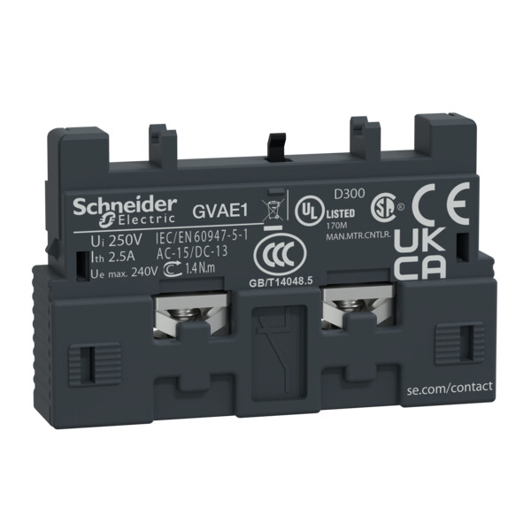 Schneider Electric Contacteur Auxiliaire Additif Frontal F ou O - Schneider Electric - GVAE1TQ