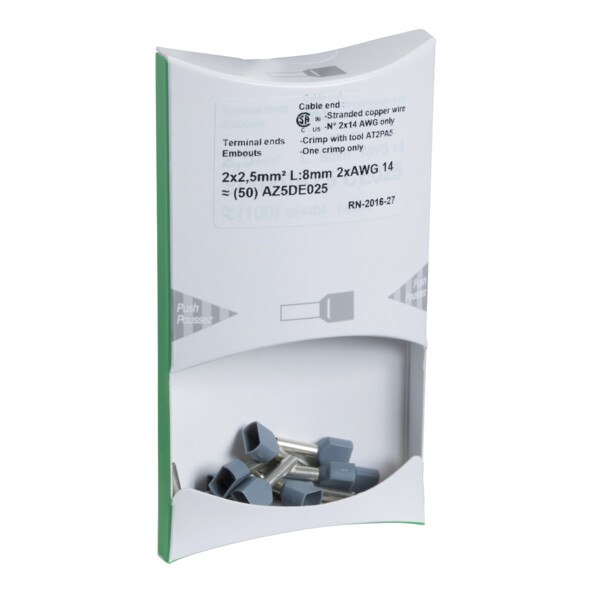 Schneider Electric Embout de câblage Double Surmoulé Format Moyen 2,5 Mm² Gris - Schneider Electric - AZ5DE025