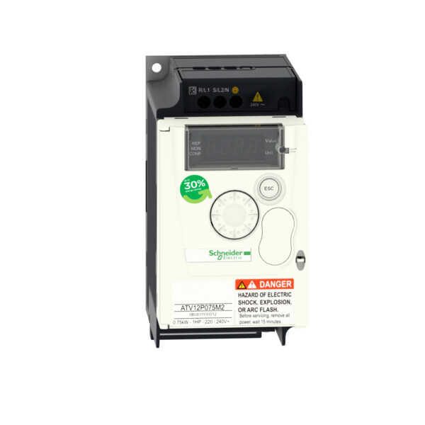 Schneider Electric Atv12 0.75Kw 240V 1Ph 1Hp Semelle Tb - Schneider Electric - ATV12P075M2