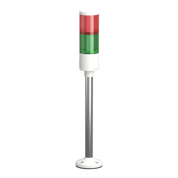 Harmony XVGK - Colonne monolithique - Ø50 - fixe rouge/vert - 24V - socle - Schneider Electric - XVGKB2H