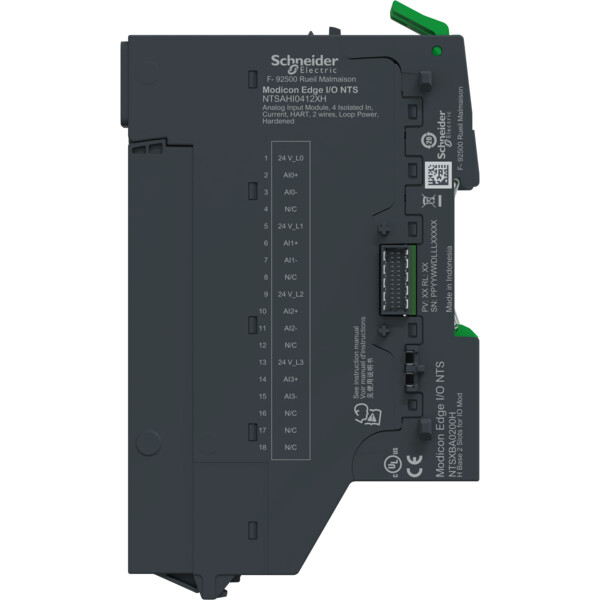 EdgeIO NTS Module+Base Entrée HART 4 voies isolées, Courant, 2Fils - Durcie - Schneider Electric - NTSAHI0412XHK
