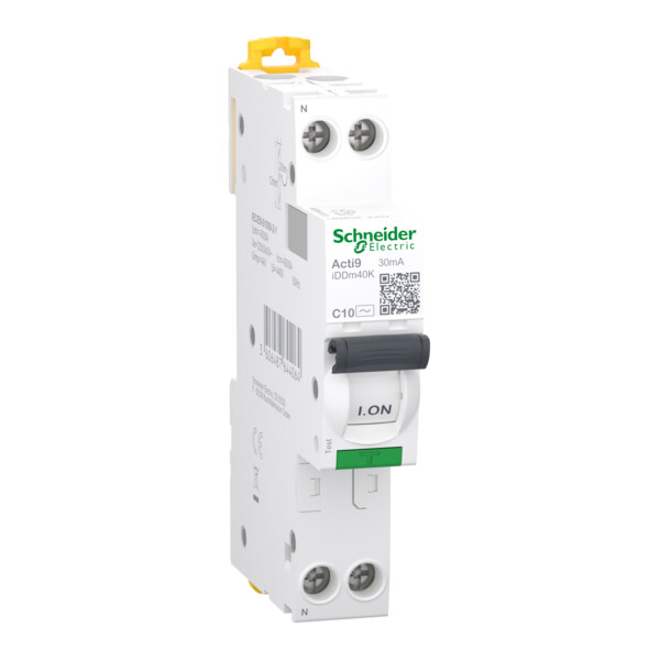 Acti9 iDDm40K disjoncteur différentiel 18mm 1PN Cb C 10A 4500A 30mA type AC - Schneider Electric - A9DXK1610
