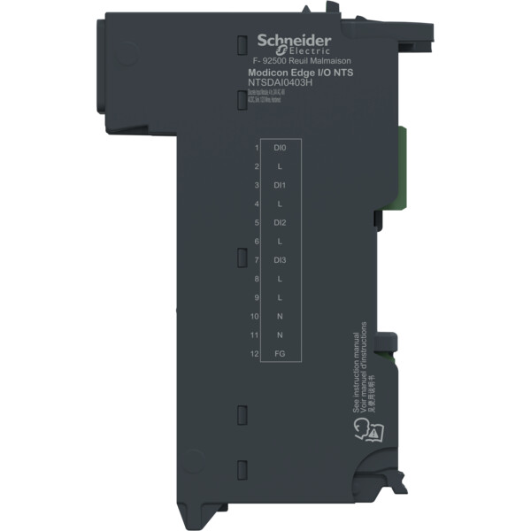 Edgeio nts module seul entrée tor 4 voies-24vca-48vcc/ca-sink-1/2/3fils - durcie - Schneider Electric - NTSDAI0403H