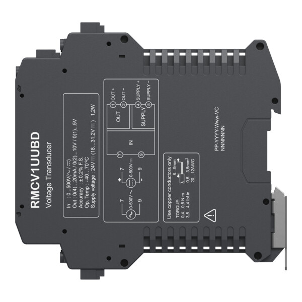 Harmony transducteur u 0-500v ac/dc vers 0-10vdc ou 0/4-20ma - Schneider Electric - RMCV1UUBD