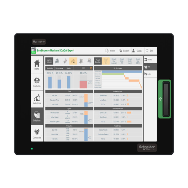 Harmony fp6 - moniteur ecran plat, 12.1 xga, analog-multi, dvi, 24vdc - Schneider Electric - HMIFP6600TMD