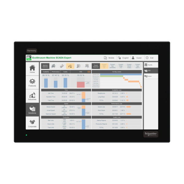 Harmony fp6 - moniteur ecran plat, 15pw fwxga, dalle capacitive, dvi, 24vdc - Schneider Electric - HMIFP6700WCD