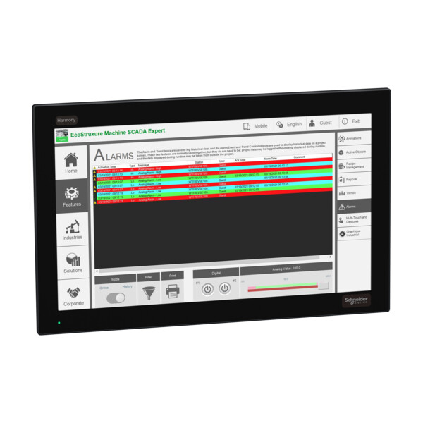 Harmony fp6 - moniteur ecran plat, 19pw full hd, dalle capacitive, dvi, 24vdc - Schneider Electric - HMIFP6800WCD