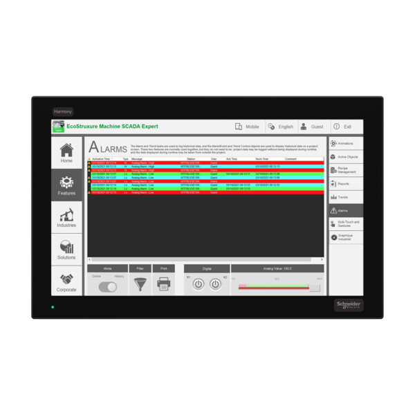 Harmony fp6 - moniteur ecran plat, 19pw full hd, dalle capacitive, dvi, 24vdc - Schneider Electric - HMIFP6800WCD