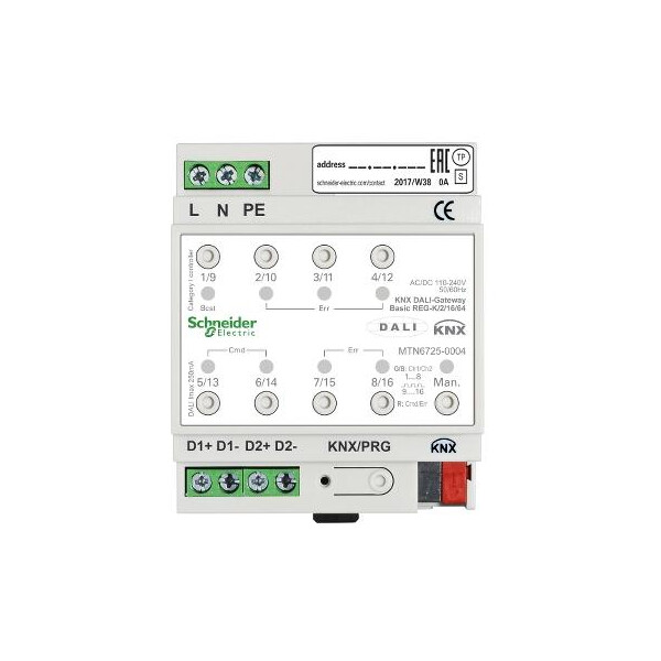 Knx - actionneur éclairage avec interface dali - 2l - 32g - 128 ballasts - Schneider Electric - MTN6725-0004