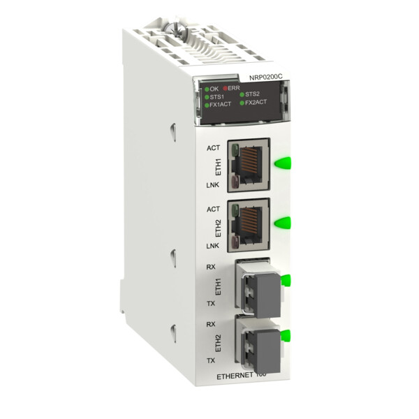 Module convertisseur fibre multimode / cuivre rj45 2 voies 100mo/s - verni - Schneider Electric - BMXNRP0200C