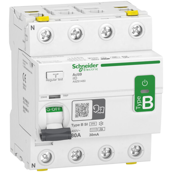 Acti9 - interrupteur différentiel - 4p - 80a - 30ma - type b - si - 400v - Schneider Electric - A9Z61480