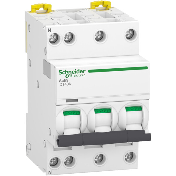 Acti9 idt40k - disjoncteur modulaire - 3p+n - 10a - courbe c - 4500a/4,5ka - Schneider Electric - A9P71710