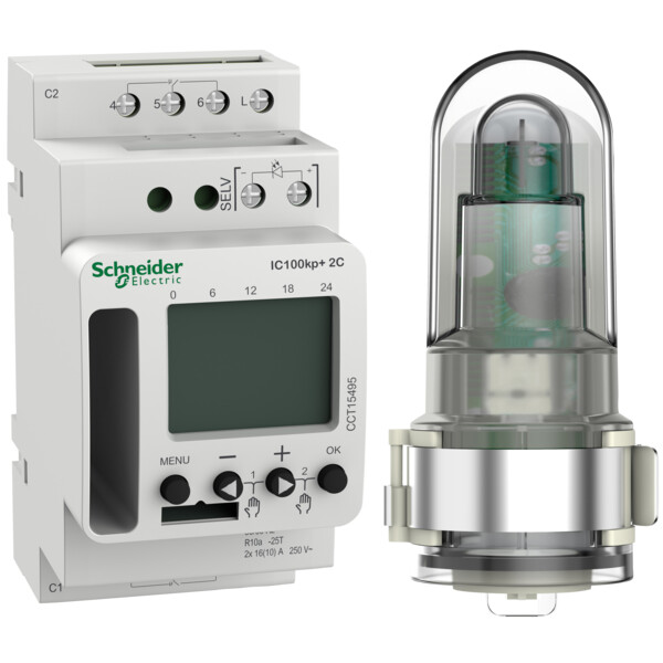 Acti9 ic100kp+ - interrupteur crépusculaire programmable - 2 canal - smart - Schneider Electric - CCT15495