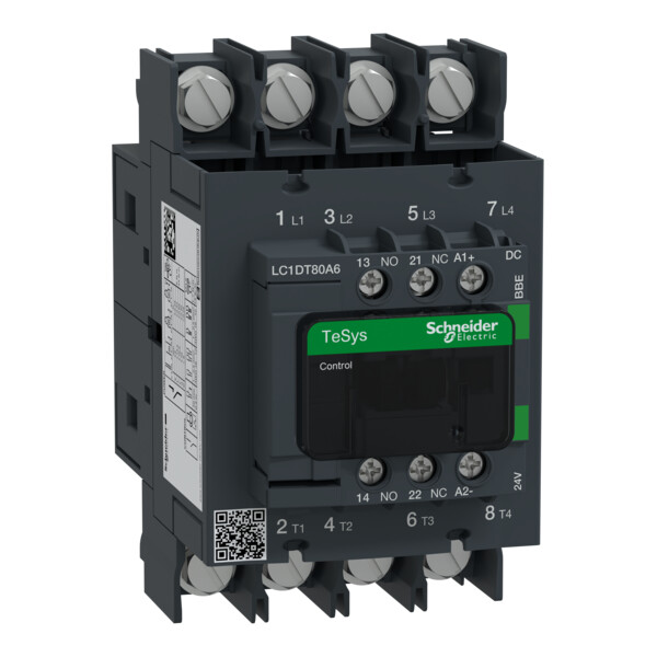Tesys d green - contacteur 4p (4no) 80a - 24vcc - basse conso - cosses - Schneider Electric - LC1DT80A6BBE