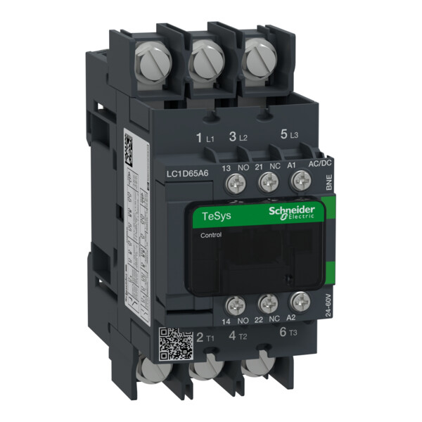 Tesys d green - contacteur 3p (3no) 65a - 24/60vca/cc - basse conso - cosses - Schneider Electric - LC1D65A6BNE