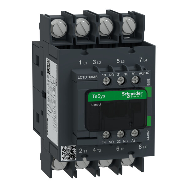 Tesys d green - contacteur 4p (4no) 66a - 24/60vca/cc - basse conso - cosses - Schneider Electric - LC1DT60A6BNE