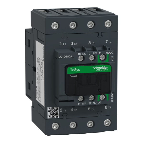 Tesys d green - contacteur 4p (4no) 80a - 100/250vca/cc - basse conso - vis - Schneider Electric - LC1DT80AKUE