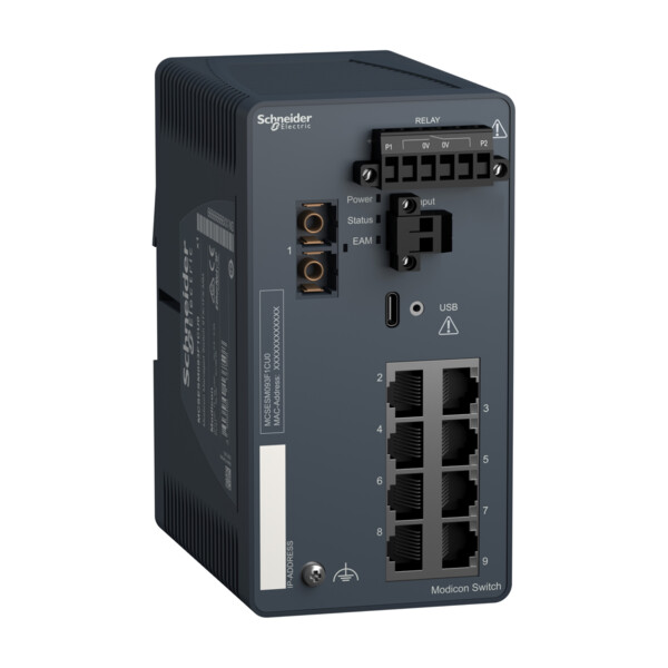 Modicon switch administré - 8 ports cuivre & 1 port fibre multimode - Schneider Electric - MCSESM093F1CU0
