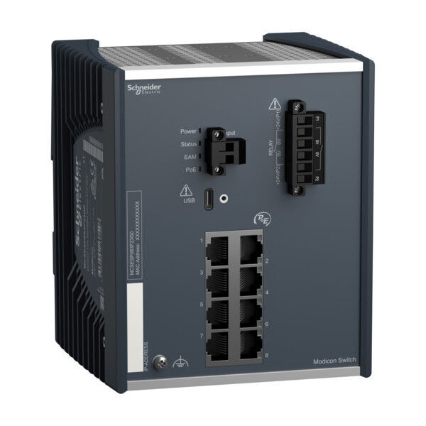 Modicon switch administré - 8 ports gigabit cuivre - alimenté par ethernet - Schneider Electric - MCSESP083F23G0