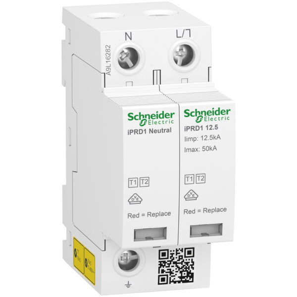 Acti9 parafoudre iprd1 12,5r - debro type1 - 1p+n - 350v - report signal - tt tn - Schneider Electric - A9L16282