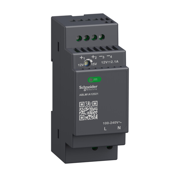 Modicon abl - alimentation à découpage - 2,1a - 100à240vca mono/biphasé - 12vcc - Schneider Electric - ABLM1A12021