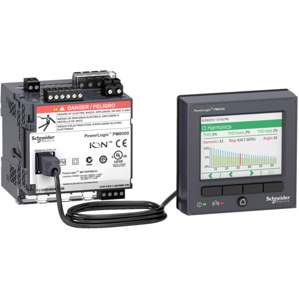 Powerlogic - centrale de mesure - écran déporté - montage rail din - 20-60vcc - Schneider Electric - METSEPM8214