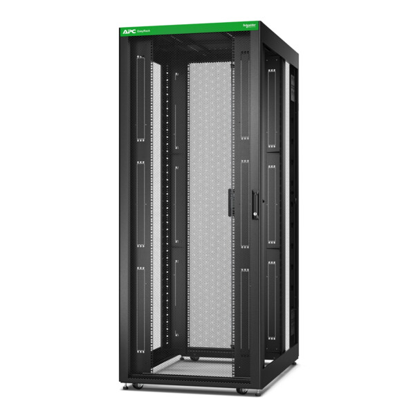 Baie easyrack 800mm/42u/1200mm avec toit, sans panneau latéral, roulettes, noir - Schneider Electric - ER8220