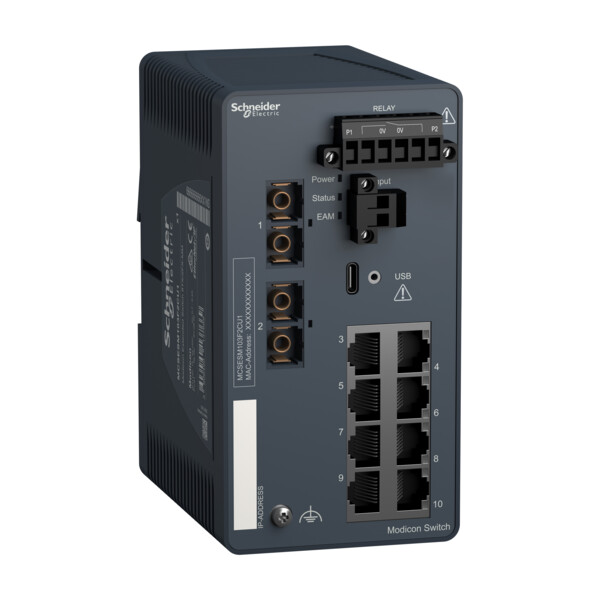 Modicon extended managed switch - 8 ports cuivre + 2 ports fibre optique mm - Schneider Electric - MCSESM103F2CU1