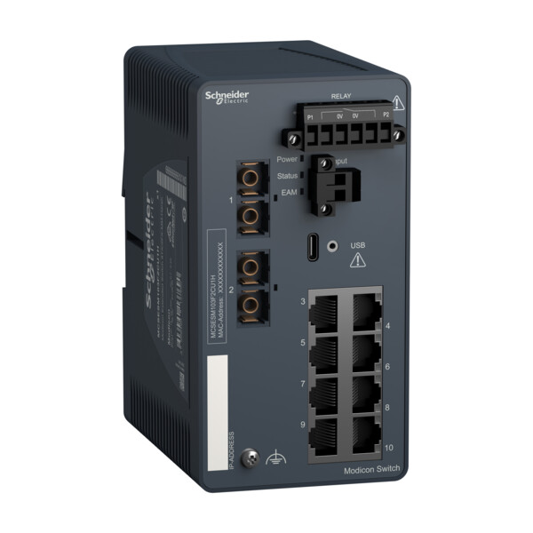 Modicon extended managed switch - 8 ports cuivre + 2 ports fibre opti mm - harsh - Schneider Electric - MCSESM103F2CU1H