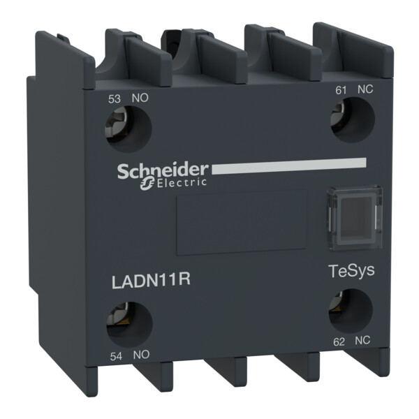 Tesys d - bloc contacts aux frontaux - 1f+1o - bornes vis-étriers - 17v/1ma - Schneider Electric - LADN11R