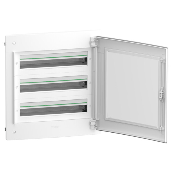 Prismaset xs - coffret plastique encastré 3 rang. 24 modules - avec porte transp - Schneider Electric - LVSXH324