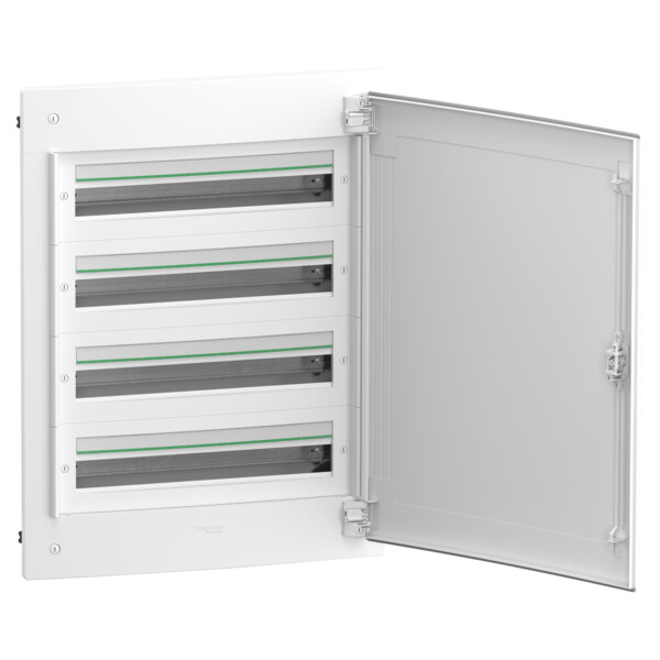Prismaset xs - coffret plastique encastré 4 rang. 24 modules - avec porte pleine - Schneider Electric - LVSXG424