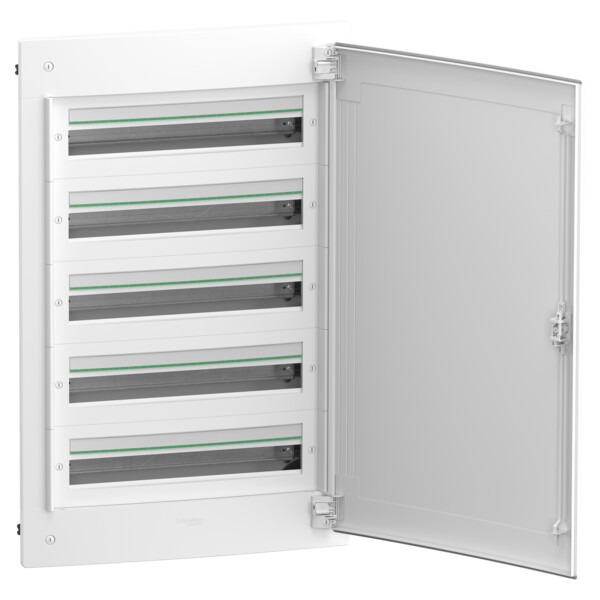 Prismaset xs - coffret plastique encastré 5 rang. 24 modules - avec porte pleine - Schneider Electric - LVSXG524