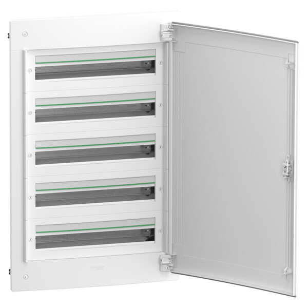 Prismaset xs - coffret plastique encastré 5 rang. 24 modules - avec porte pleine - Schneider Electric - LVSXG524