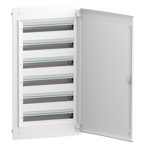 Prismaset xs - coffret plastique encastré 6 rang. 24 modules - avec porte pleine - Schneider Electric - LVSXG624
