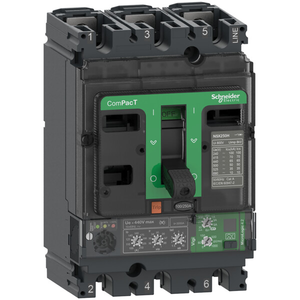 Compact nsx250f - disj. vigi - micrologic 4.2 160a -3p3d - 36ka - montage fixe - Schneider Electric - C25F34V160