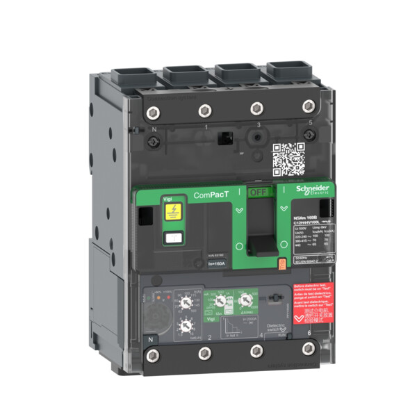 Compact nsxmf - disjoncteur vigi - micrologic 4.1 160a - 4p4d - 36ka - everlink - Schneider Electric - C12F44V160L