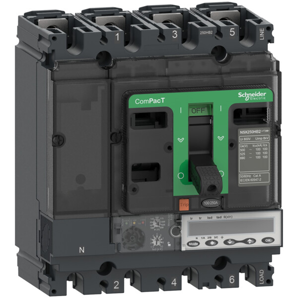 Compact nsx100r - disjoncteur - micrologic 5.2e 100a - 4p4d - 200ka - fixe - Schneider Electric - C10R45E100
