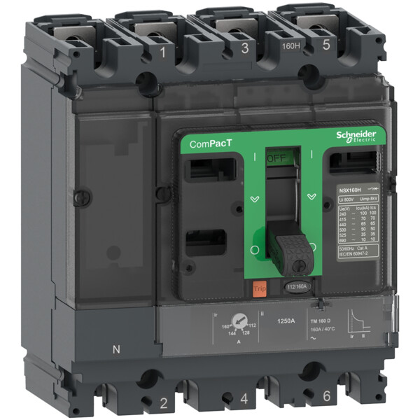 Compact nsx100hb1 - disjoncteur - tm-d 80a - 4p4d - 75ka - montage fixe - Schneider Electric - C10V4TM080