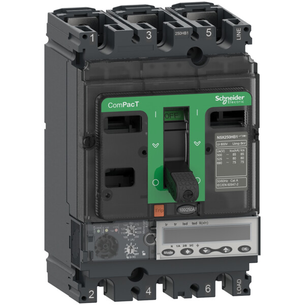 Compact nsx250r - disjoncteur - micrologic 6.2e 250a - 3p3d - 200ka - fixe - Schneider Electric - C25R36E250