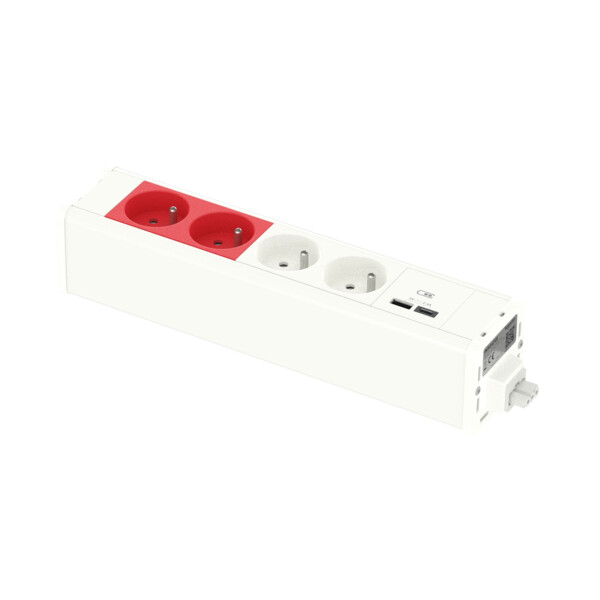 Unica system+ - nourrice précâblée m - 2x 2p+t + 2x 2p+t rouge +usb a+c - blc - Schneider Electric - INS44248