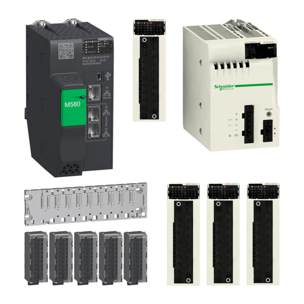 Lot m580 1024 e/s tor 256 e/s ana 3 eth rack 8pos, alim 24v 16,8w born raccord - Schneider Electric - MD2M580